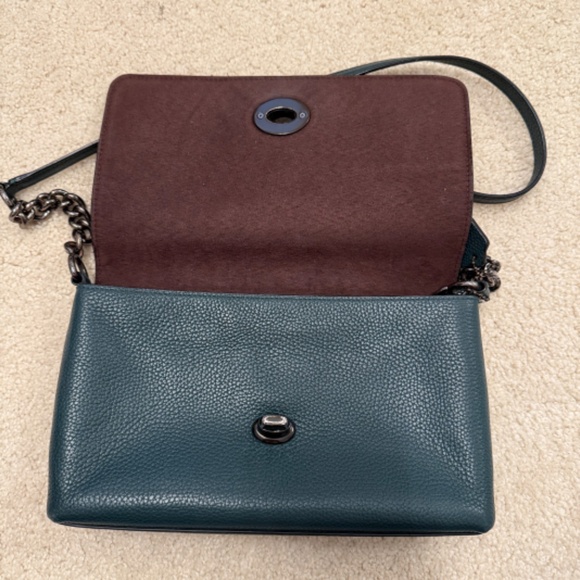 Coach Crosstown Crossbody Pebble Leather Bag Forest Green Purse - Picture 6 of 8